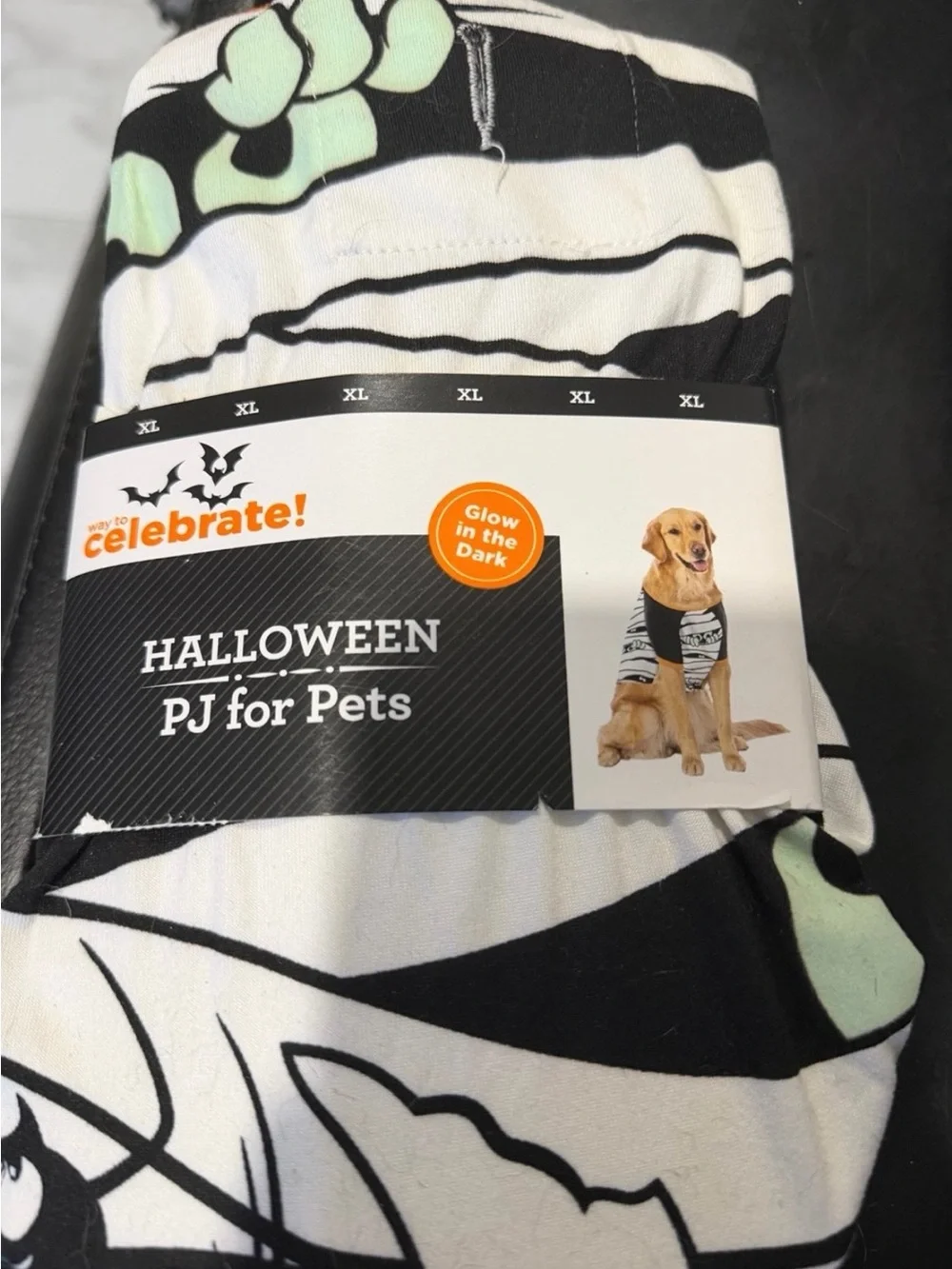 Celebrate It Black & White Halloween PJ for Pets - Glow Design